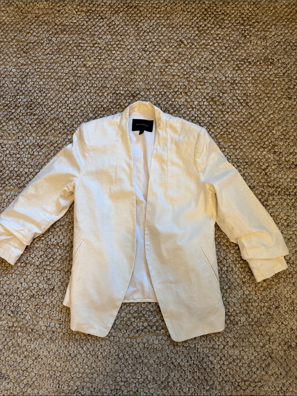 Banana Republic Cream Linen Open-Front Women's Blazer